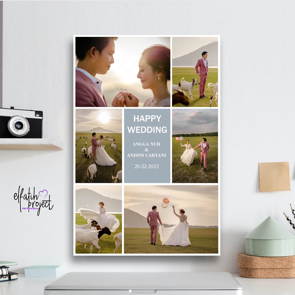 Jual CETAK FOTO KOLASE + BINGKAI KAYU MDF 20X30CM 12R | Shopee Indonesia