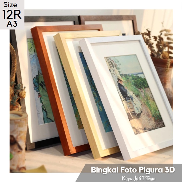 Jual Bingkai Figura Frame Pigura FOTO Kayu 3D Mahar 12R A3 30x42 Dengan ...