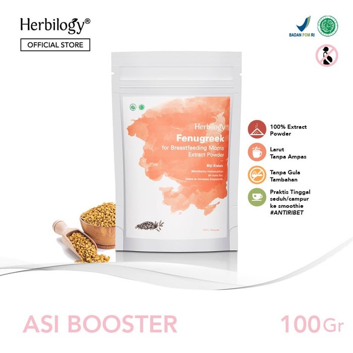 Jual Booster Asi Herbilogy Fenugreek Biji Klabet Extract Powder 100g