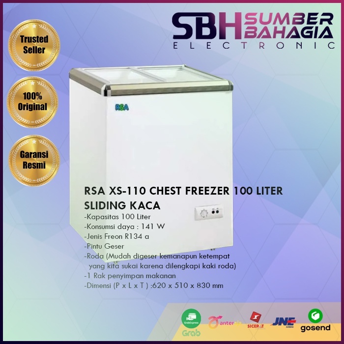 Jual RSA XS-110 CHEST FREEZER 100 LITER SLIDING KACA (NEW) (KHUSUS ...
