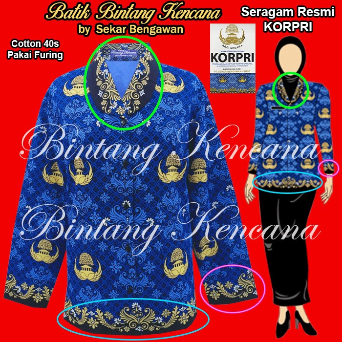 Jual Seragam Korpri Blus Batik Wanita Bintang Kencana By Sekar