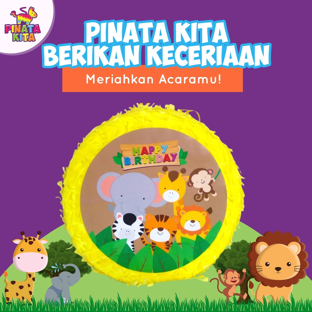 Jual Pinata bulat jungle / Pinata hewan / pinata zoo / pinata bulet ...