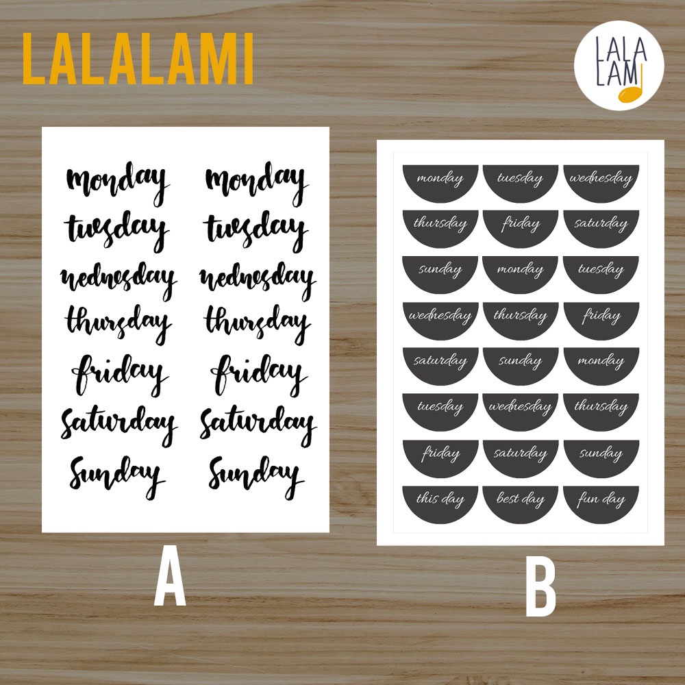 Sticker Printable Nama Hari