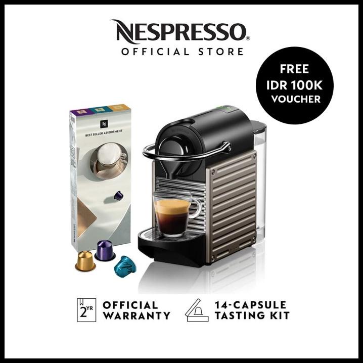 Jual Nespresso Pixie Coffee Machine Titanium, Bundle With 30 Capsules Shopee Indonesia