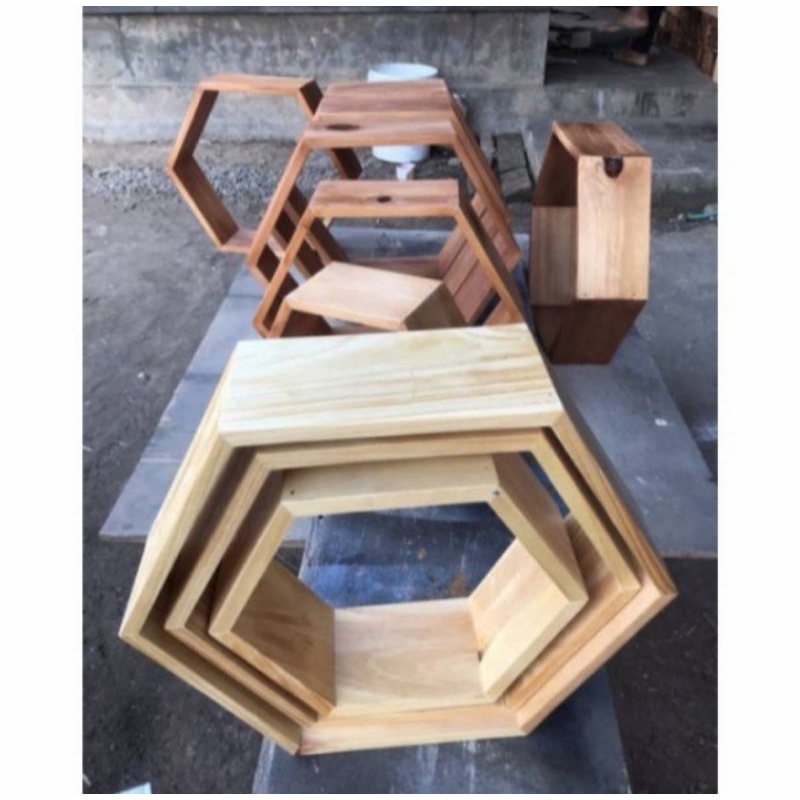 Jual Rak Hexagon Rak Hexagon Dinding Rak Hexagon Kayu Rak Hexagon Segi ...