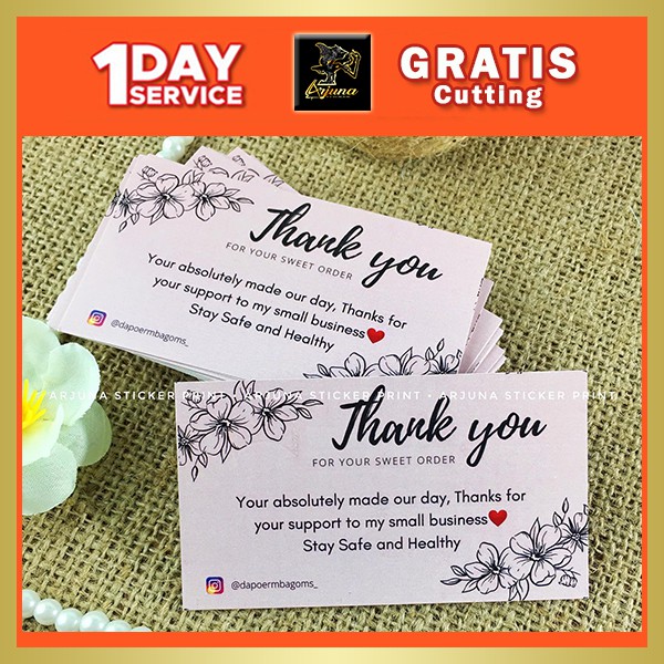 Jual Tkc 3 8 15 Cetak Thank You Card Custom Thanks Card Kartu Ucapan Terima Kasih Olshop