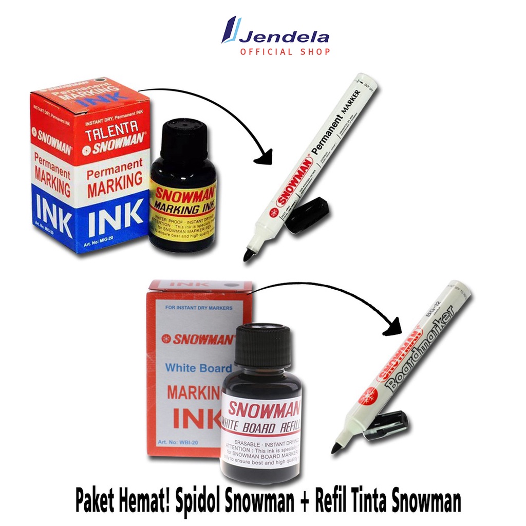 Jual Refill Spidol Snowman Permanent Dan White Board Refill Tinta Spidol Harga Satuan Atk