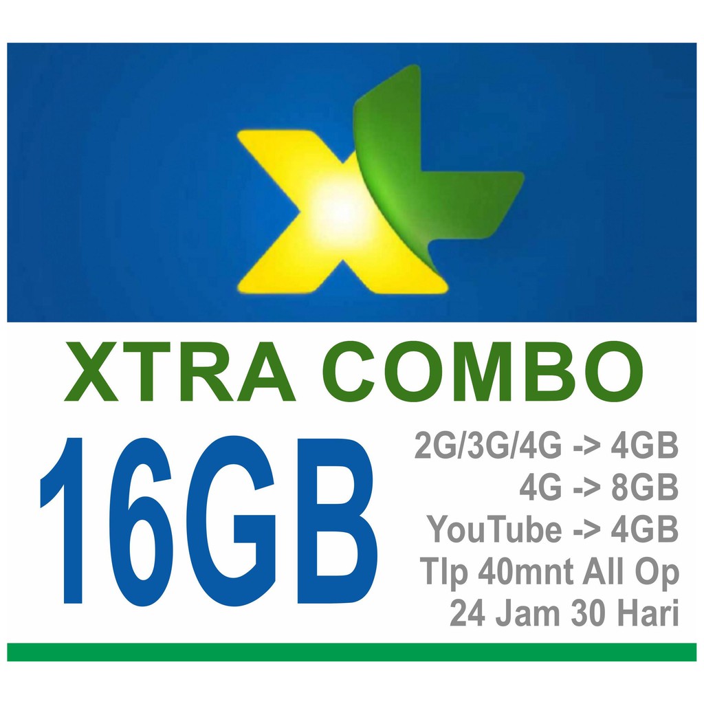 Jual XL XTRA COMBO 16GB 30HARI + 40MENIT TELPON ALL OPERATOR/30hari ...