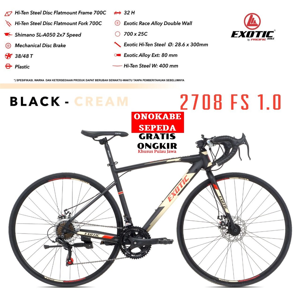 Jual ROADBIKE 700C EXOTIC ET-2708 FS 1,0 2X7SP DISC | Shopee Indonesia