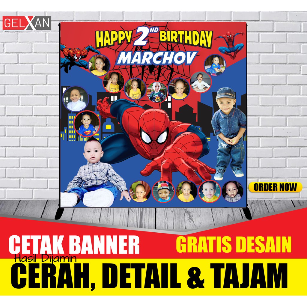 Jual Spanduk Ultah / Banner Ulang Tahun Tema SPIDERMAN / Backdrop Ultah ...