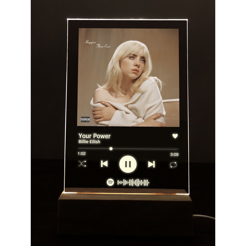 Jual Acrylic Lamp Spotify Billie Eilish - Your Power | Shopee Indonesia