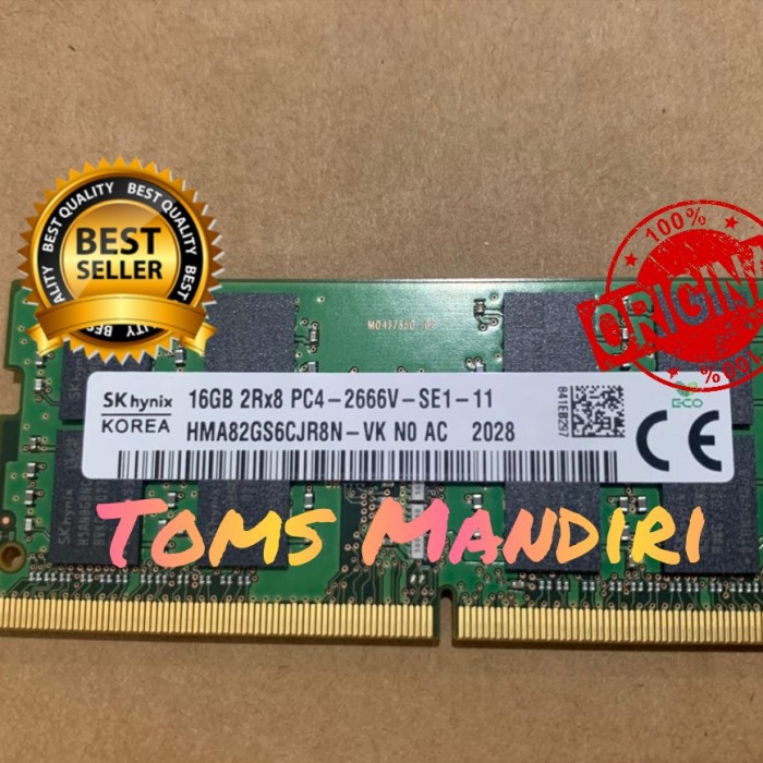 Jual SK Hynix Sodimm 16 Gb 2Rx8 DDR4 PC4-2666V-SE1-11 Untuk Laptop
