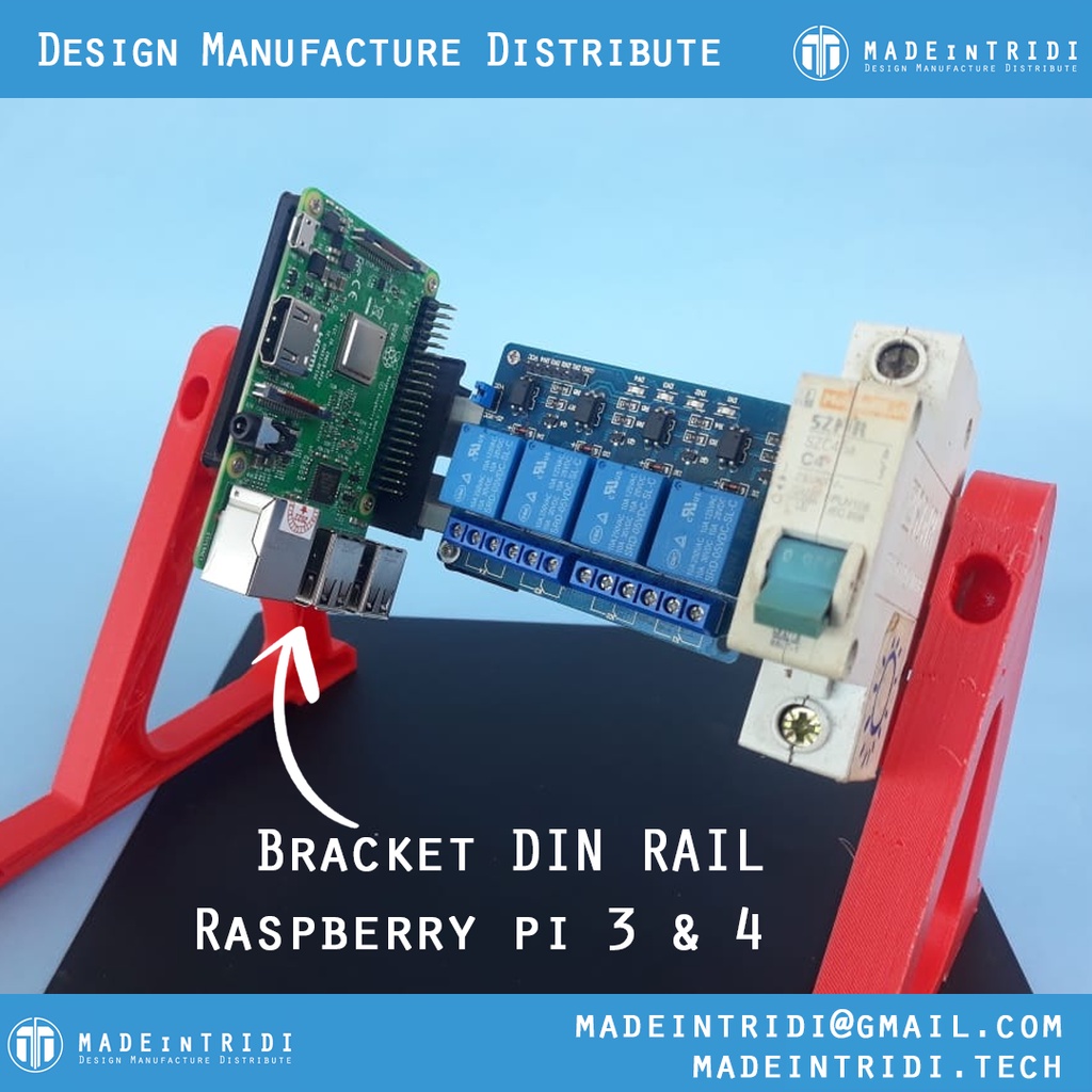 Jual DIN Rail Mounting Raspberry pi 3 4 Mount Bracket DIN RAIL pi 3 & 4