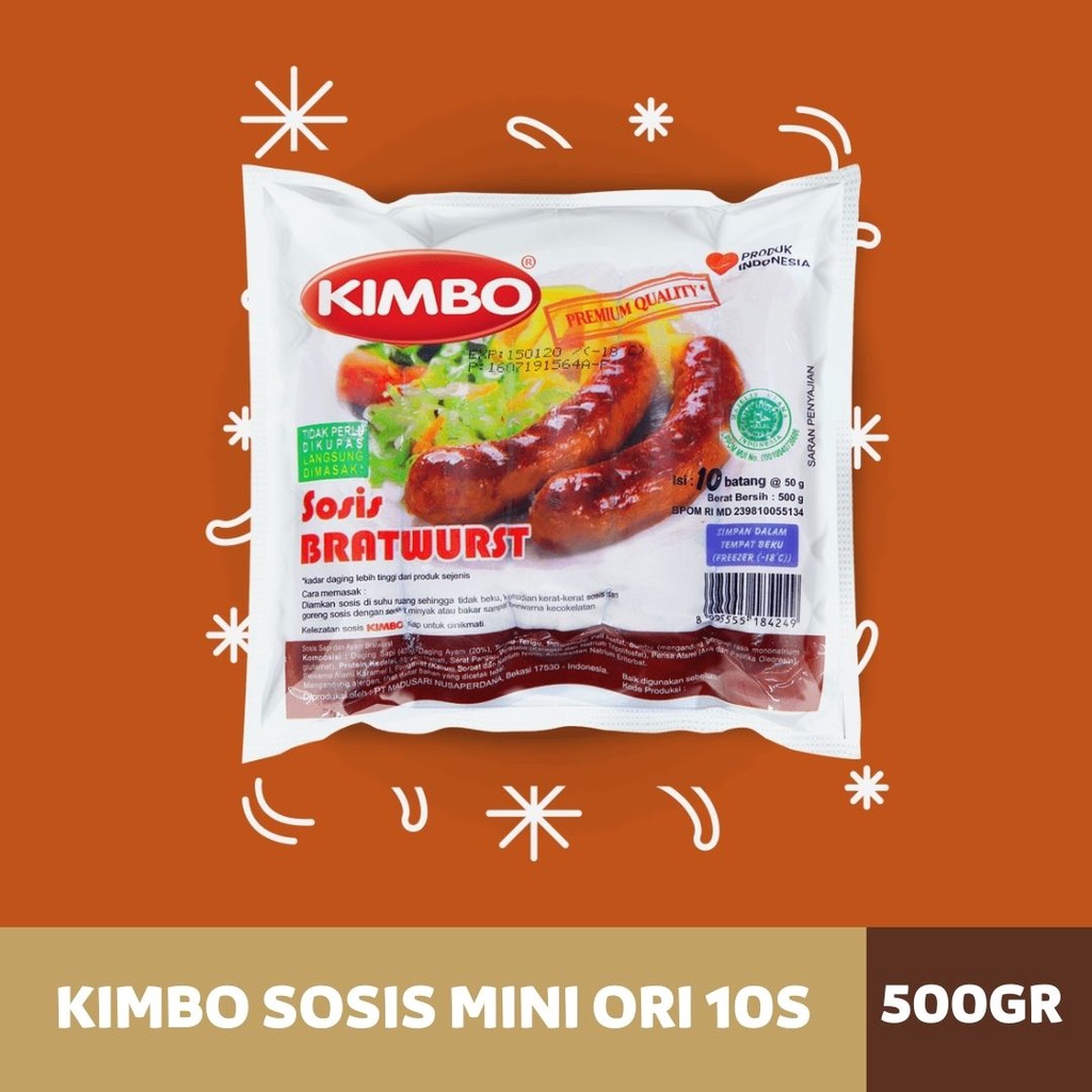 Jual Kimbo Sosis Sapi Mini Bratwurst Original 10S| Kimbo Sosis Bakar ...