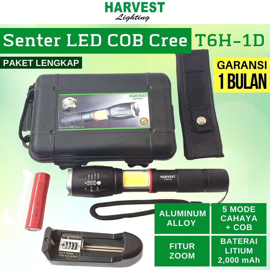 Jual Lampu Senter LED T6 COB Cree HARVEST LIGHTING Flashlight ...