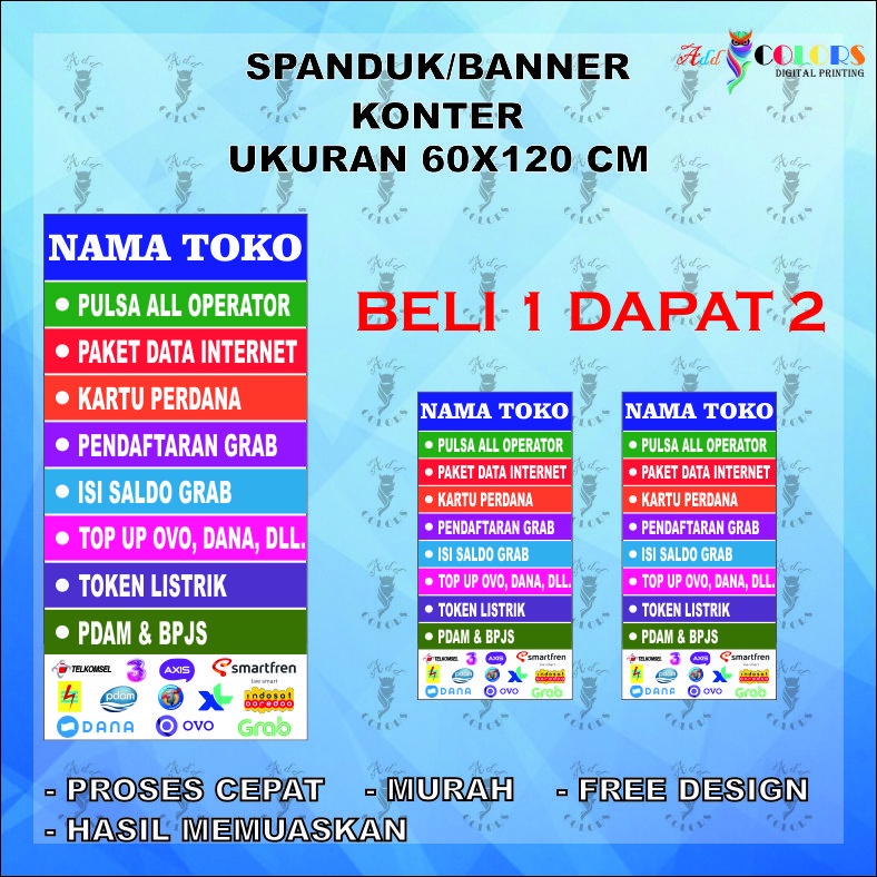 Jual Banner/Spanduk Konter Pulsa Ukuran 60x120 Cm Dapat 2 | Shopee ...