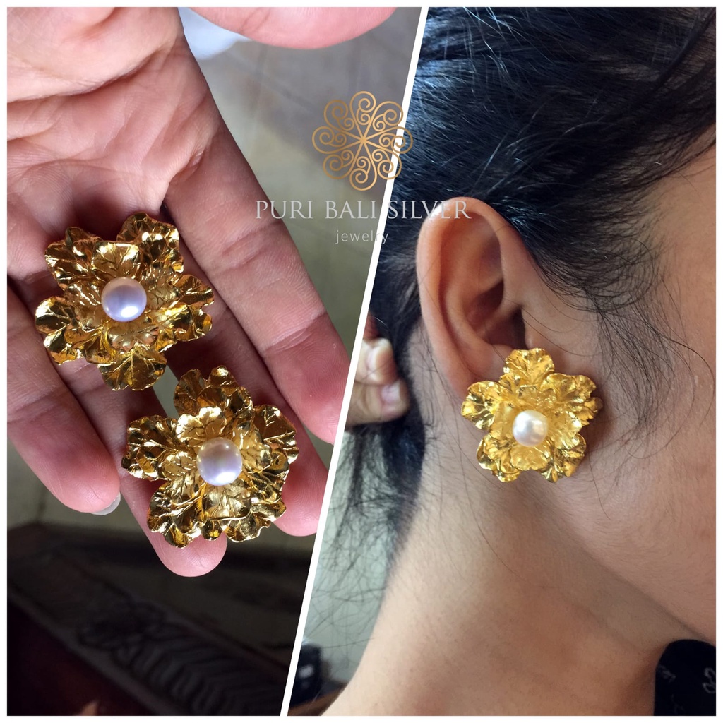 Jual Anting Bunga Mawar Besar Sterling Silver Gold Pleted Pearl ...