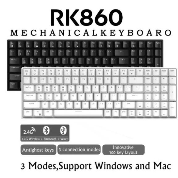 Jual ROYAL KLUDGE RK860 WIRELESS MECHANICAL KEYBOARD HOTSWAP (100 KEYS