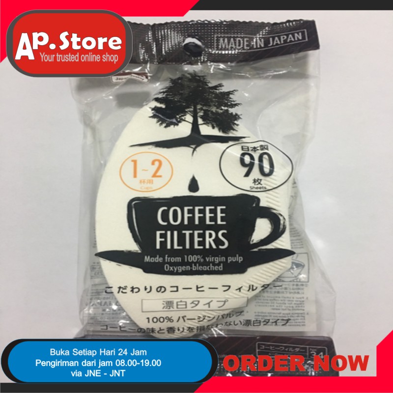 Jual FILTER KOPI UNTUK 12 CUP COFFEE FILTER DAISO ISI 90 LEMBAR