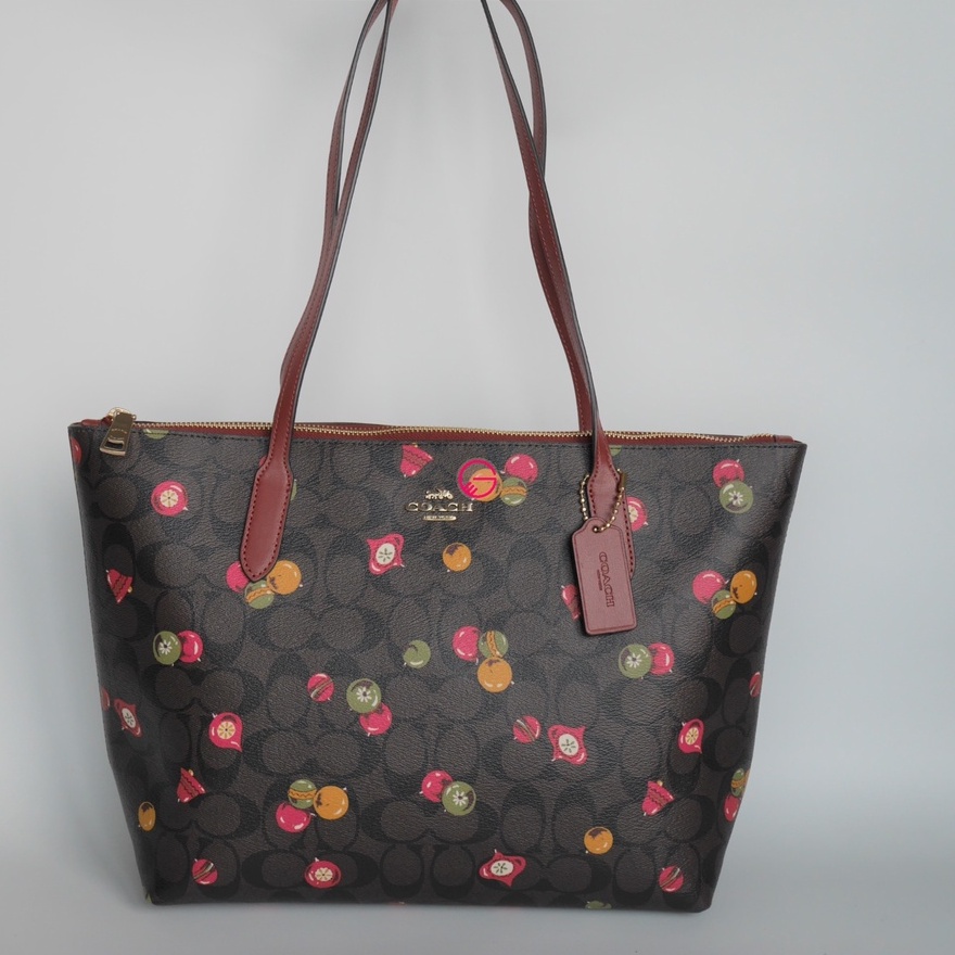 Coach Zip Top hotsell Tote In Signature Canvas With Ornament Print