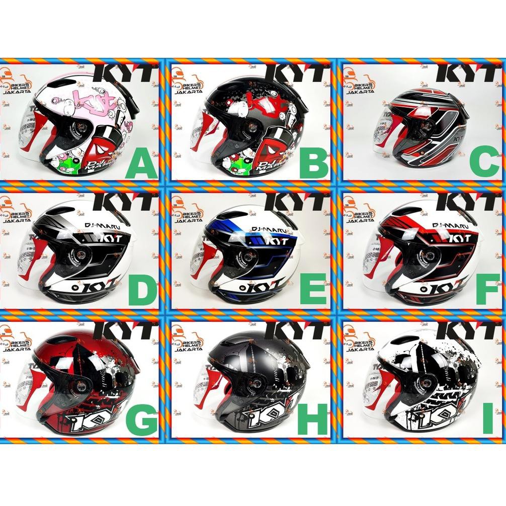 Jual KYT DJ MARU MOTIF 1A HELM HALF FACE BIKERS HELMET JAKARTA (KODE