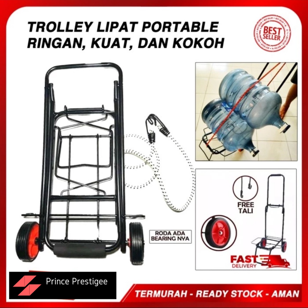 Jual Troli Lipat Portable Trolley Galon Air Besi Troley Alat angkut ...