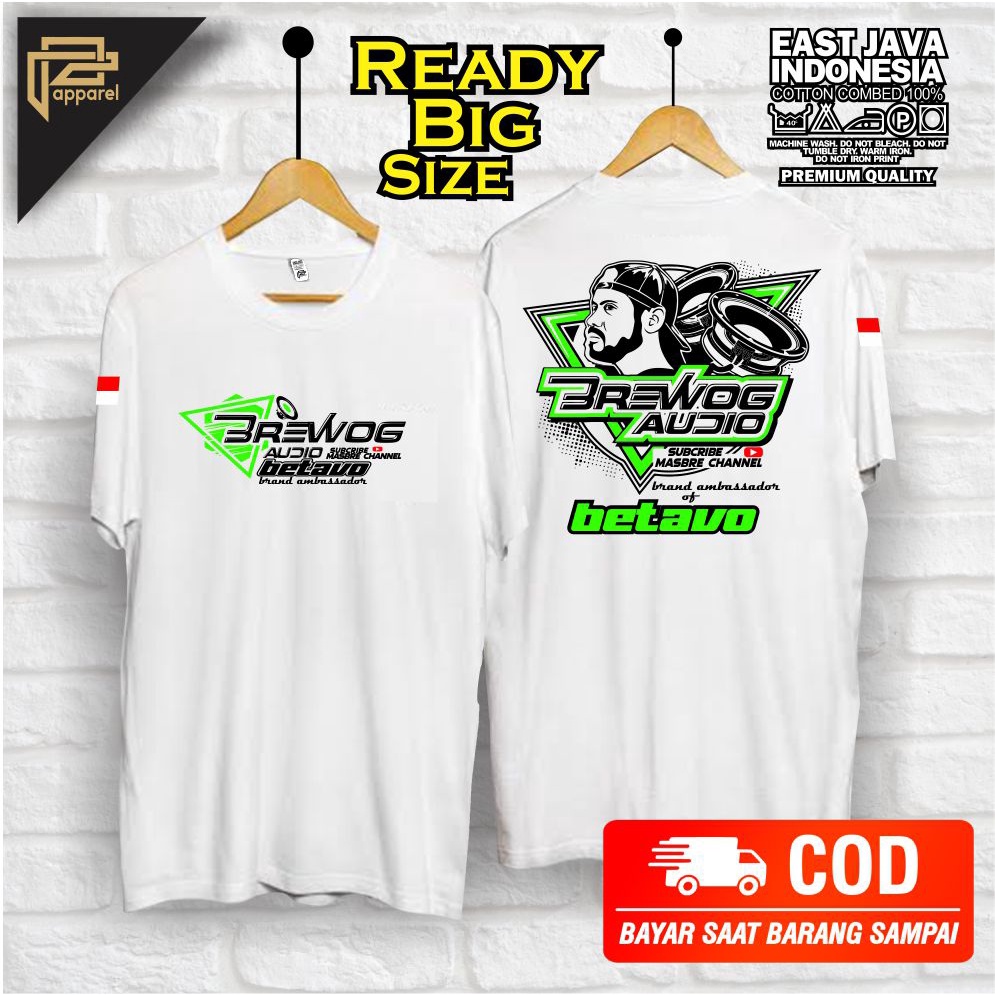 Jual Baju Kaos Brewog Betavo Putih Audio Sound System Big Size Jumbo