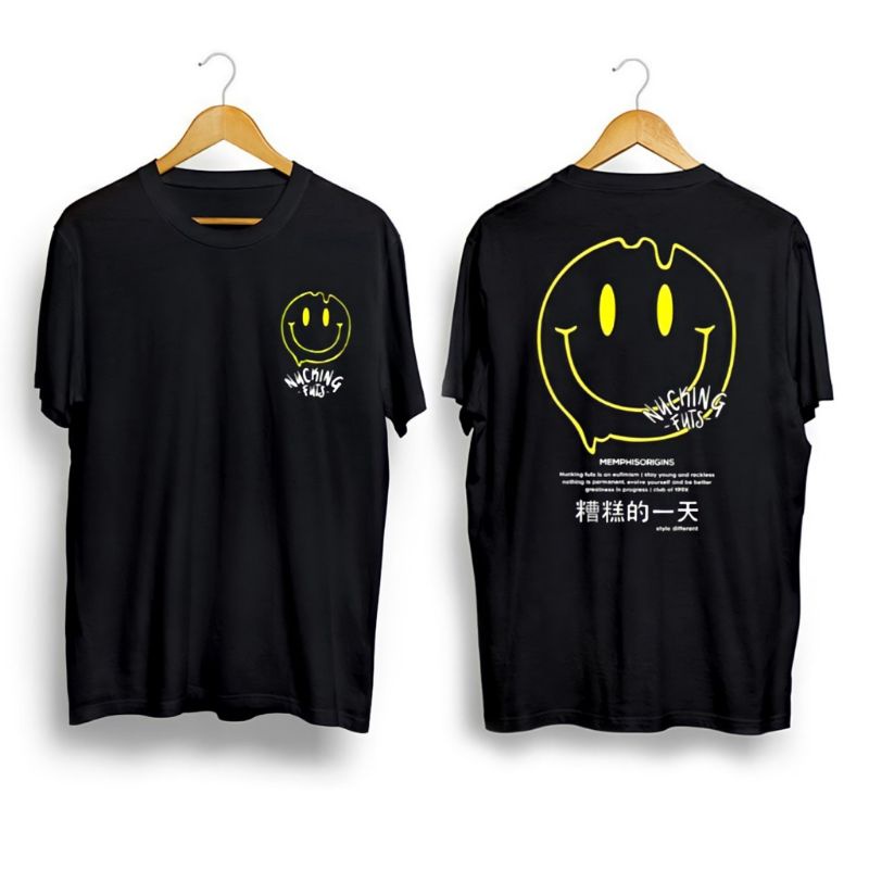 Jual kaos atasan pria / style Jepang / kaos smile / kaos Memphis