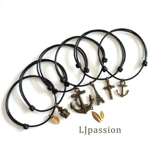 Black Leather Bracelets With Rings –