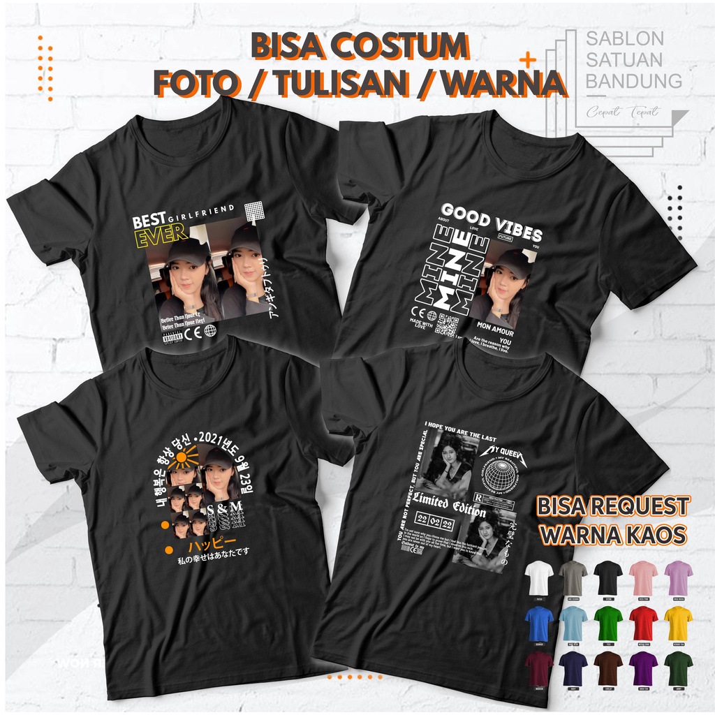 Baju Sablon Custom Foto Sendiri Kaos Sablon Foto Satuan Kaos Pria dan  Wanita Distro kaos aesthetic