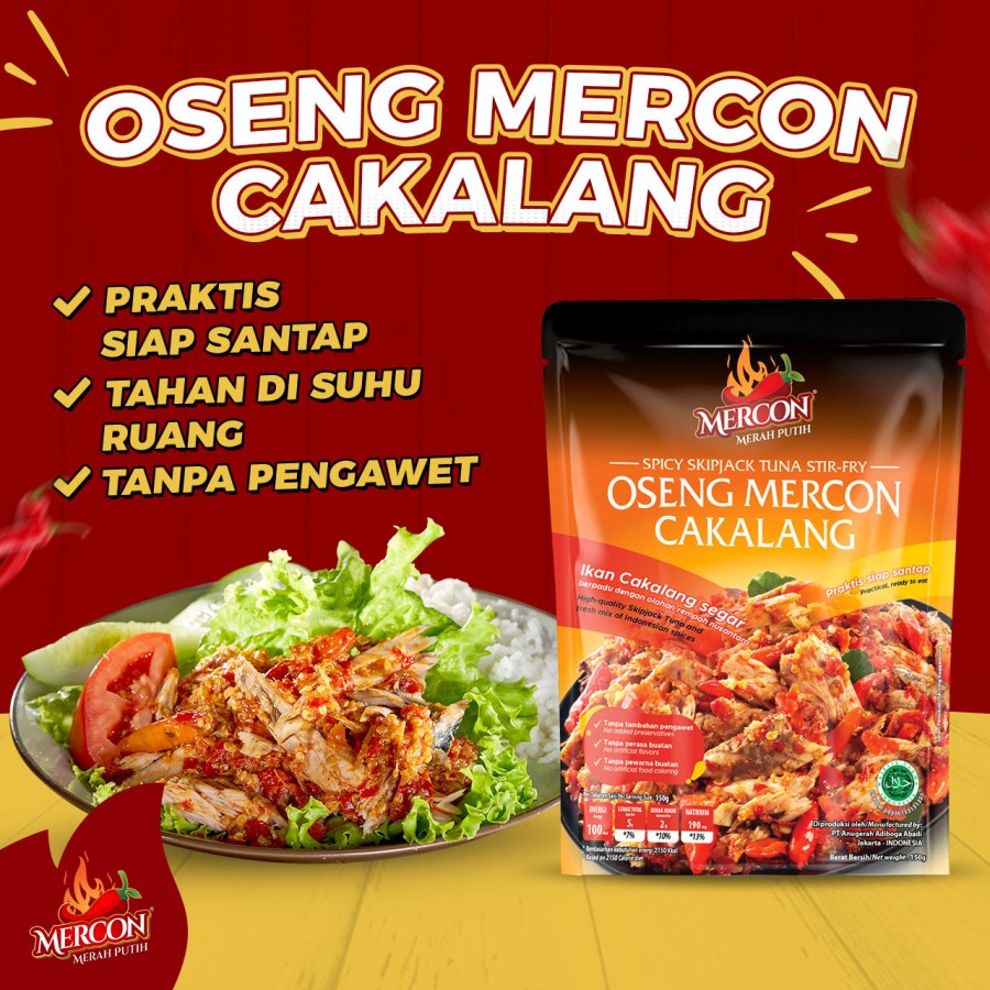 Jual OSENG MERCON CAKALANG MERCON MERAH PUTIH 150 GRAM (LEVEL PEDAS ...