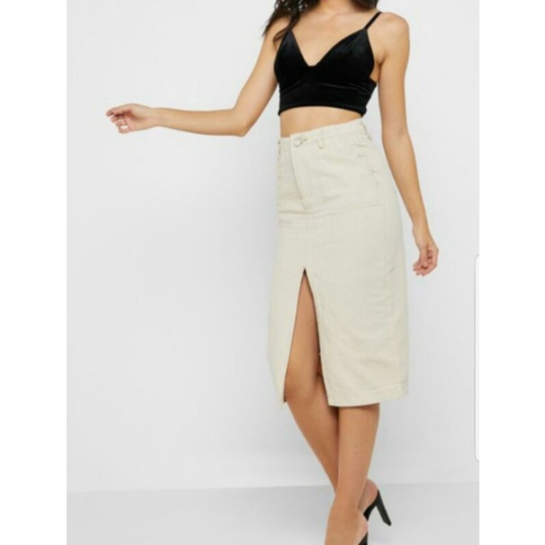 Denim midi skirt outlet missguided