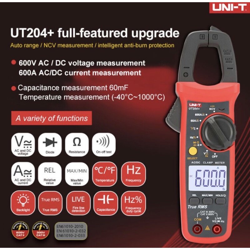 Jual UNIT UT204+ Digital Clamp Meter Multimeter Clamp Multimeter