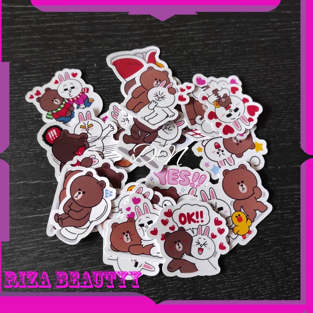 Jual 23pcs Stiker Kertas Line Brown Cony Sticker Emoji Line Karakter ...