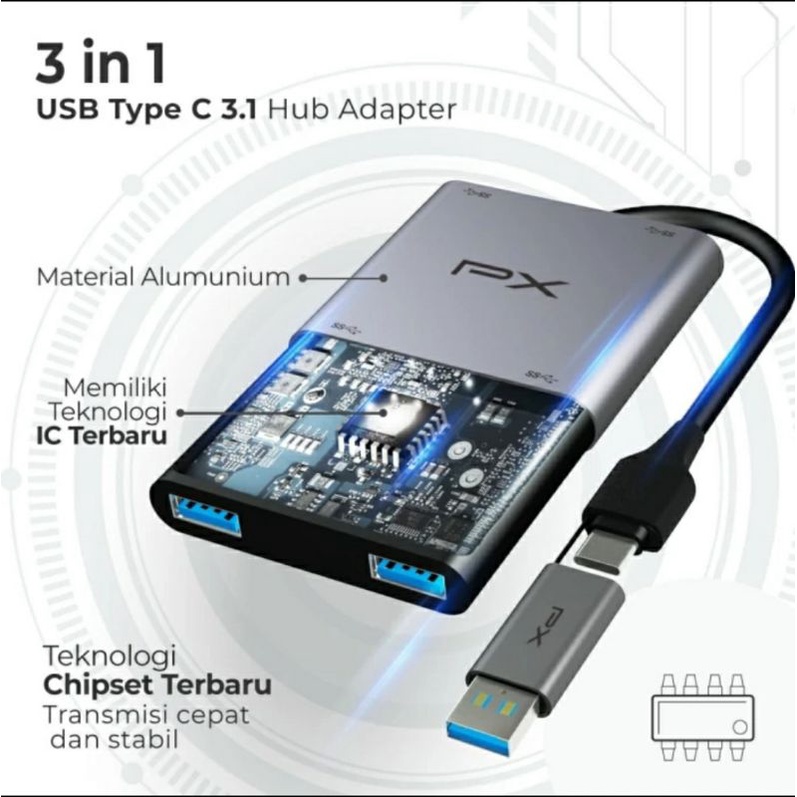 Jual PX Converrer adapter usb a dan type C Usb hub r2 port PX UCH24 ...