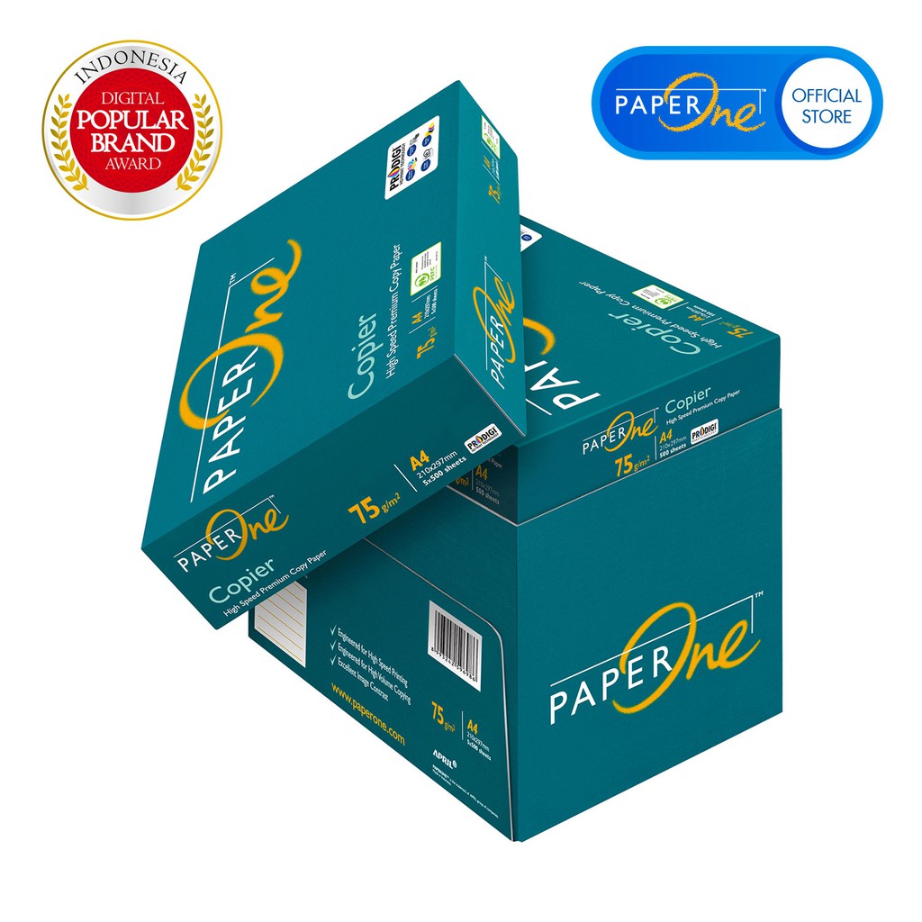 PaperOne Kertas A4 75gr Copier 1 Box (2500 lembar) Kertas HVS A4 Kertas Fotocopy (3)