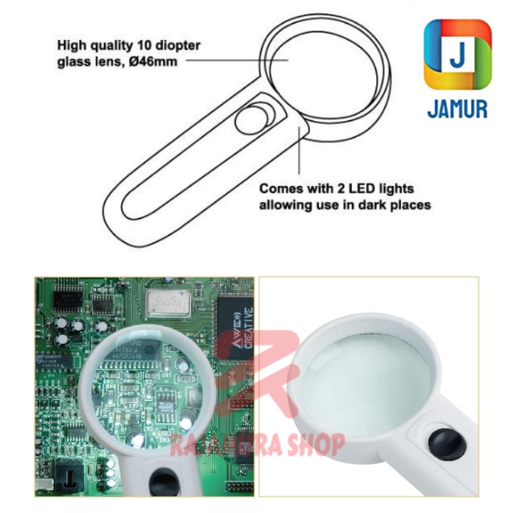 Jual KACA PEMBESAR LED MG6B-3 MAGNIFIER GLASS KACA LOOP LENSA PEMBESAR ...