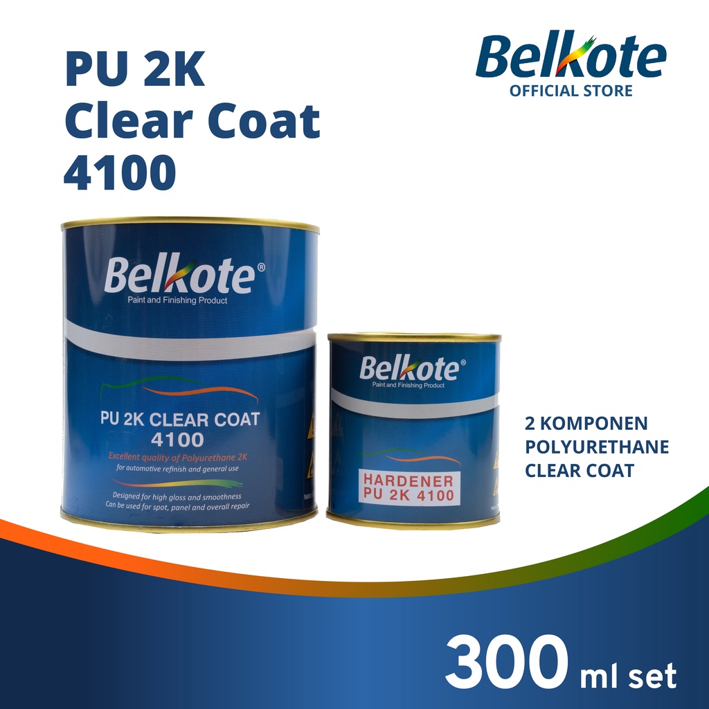 Jual Belkote PU 2K Clear Coat 4100 - 300mL (Pernis Motor / Varnish ...