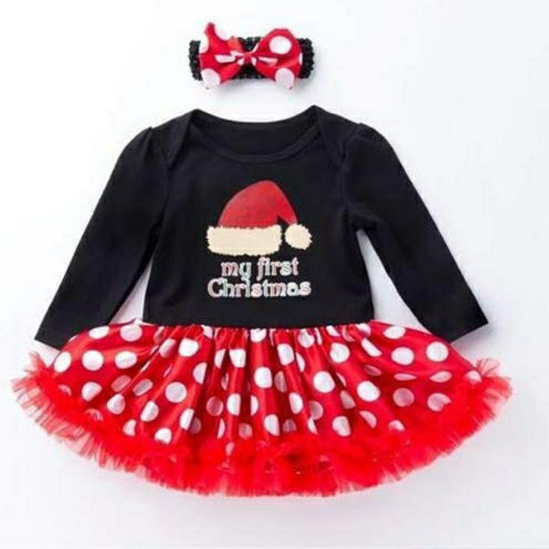 Jual Dress Tutu Santa Baby Girl / Kostum Santa Natal Anak cewek / Dress Natal Baby Girl Shopee