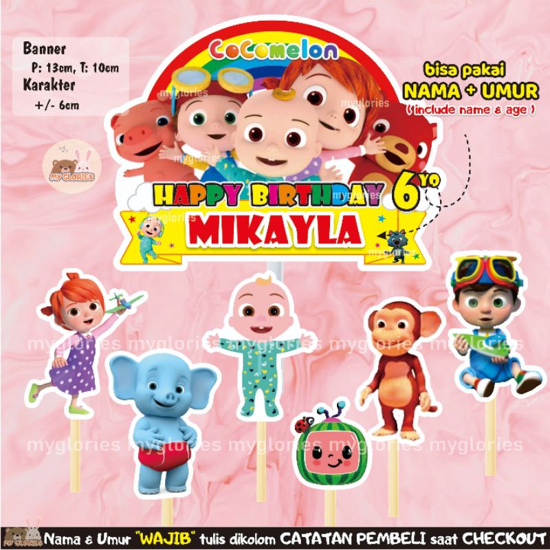 Jual [ CUSTOM NAMA & UMUR ] PART 1 Paket Hiasan Kue Karakter Custom ...