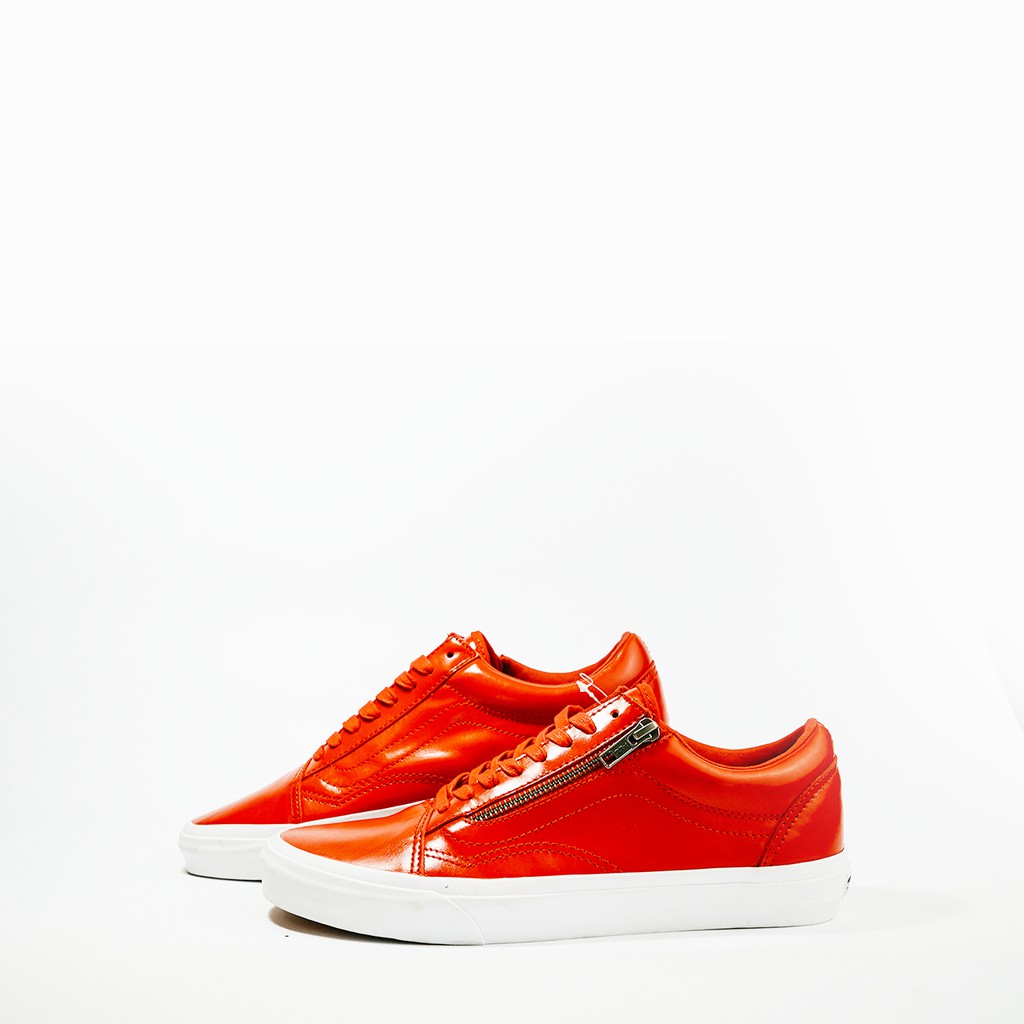 Vans old skool outlet leather zip red