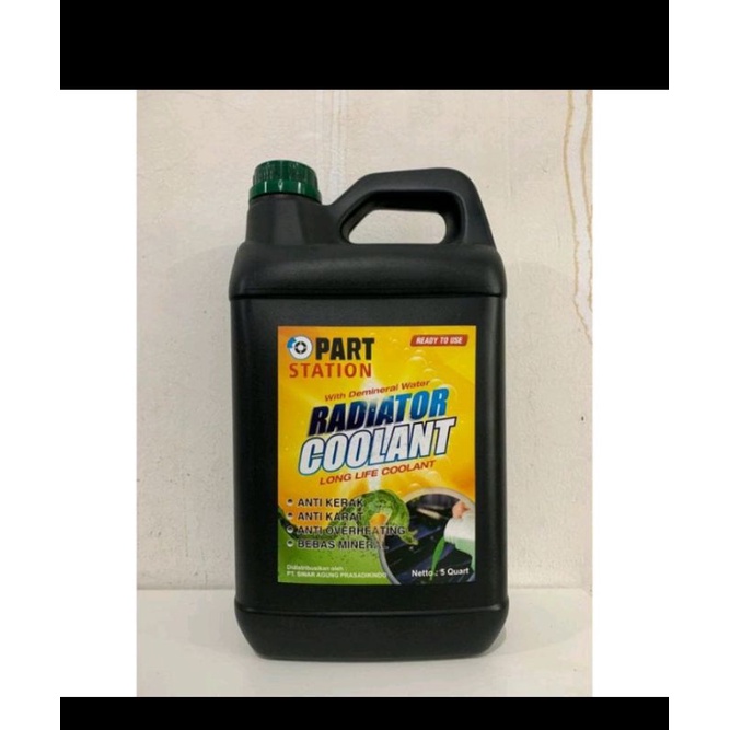 Jual air coolant radiator warna hijau merk part station isi 5 liter ...