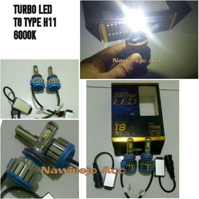 Jual Lampu Turbo Led T8 Type H11 Putih 6000K | Shopee Indonesia