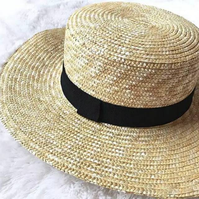 Jual Straw bowler hat bow black Bikinibandit Shopee Indonesia
