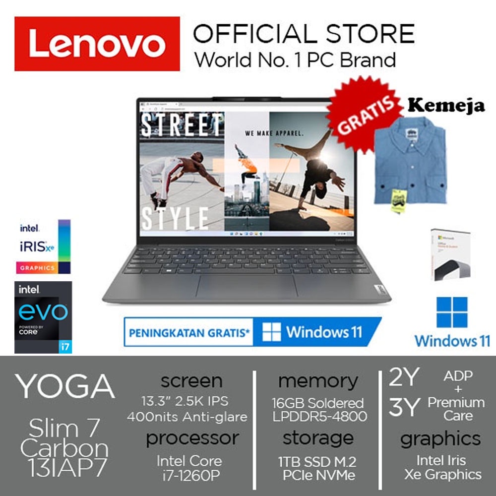 Jual Lenovo Yoga Slim 7 Carbon 13IAP7 08ID Core I7-1260P 16GB 1TB W11 ...