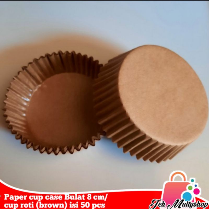 Jual Paper cup case Bulat 8 cm/cup roti (Brown) 1 roll isi 50 pcs ...