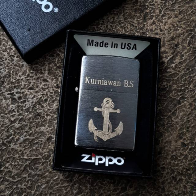 Jual Korek zippo custom ukir jangkar chrome grafir printed bisa pakai ...