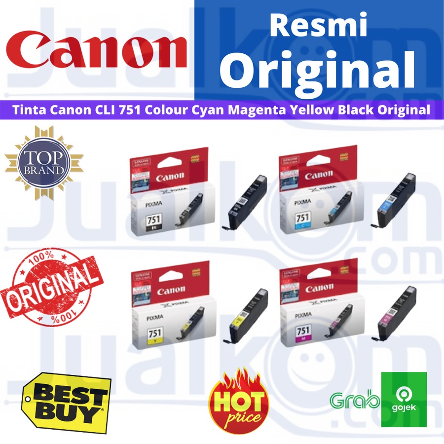 Jual Tinta Canon CLI 751 Colour Cyan Magenta Yellow Black Original ...