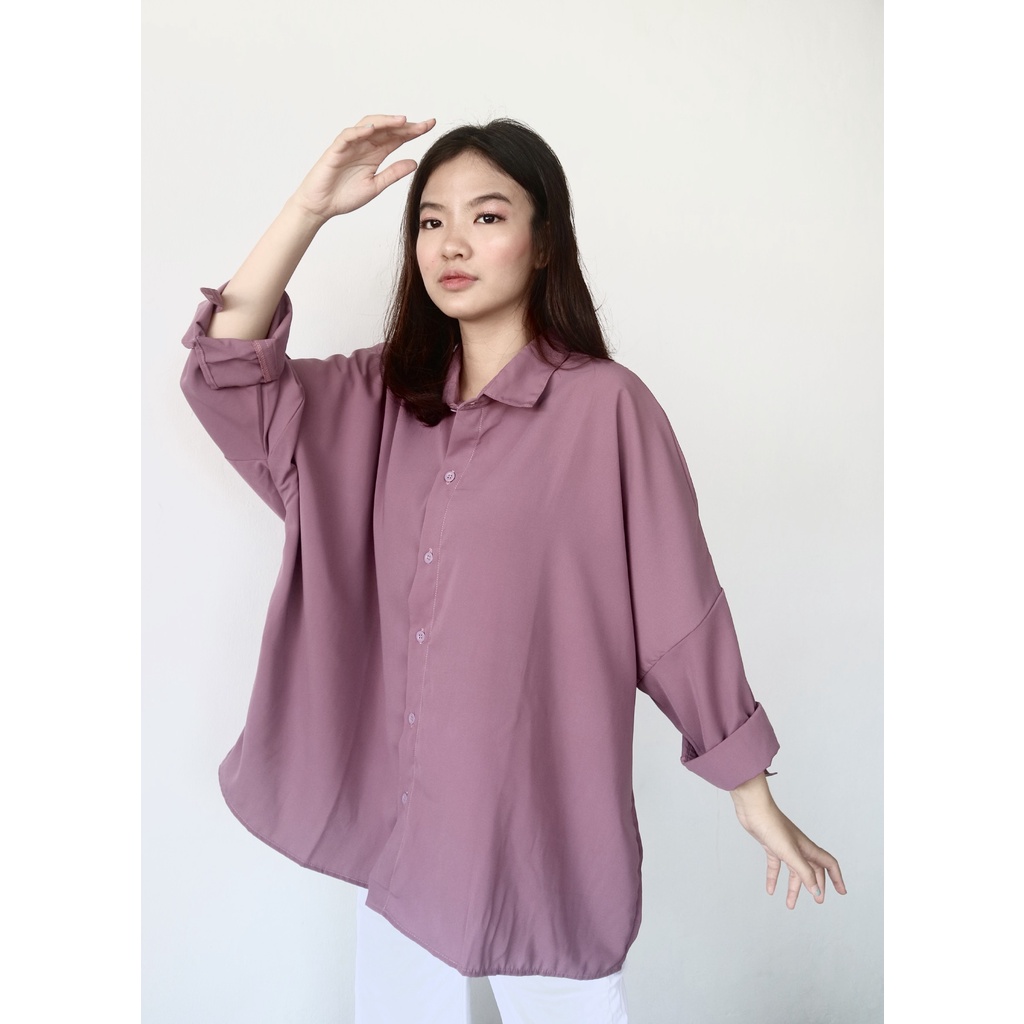 Jual Ixora Wren Oversized Shirt - Kemeja Wanita Oversized Polos ...