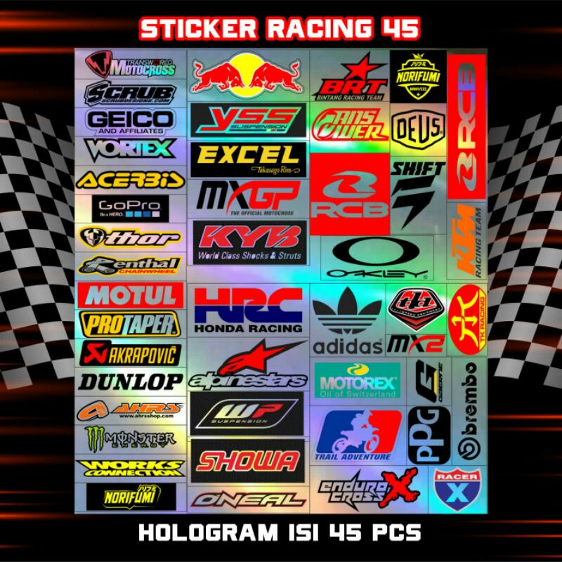 Jual Stiker Racing Pack Sticker Racing Hologram 45 Stiker Sponsor ...